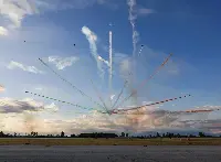 60esimo anniversario Frecce Tricolori, Rivolto, 18 settembre 2021. Un momento dell'esibizione degli aerei MB-339